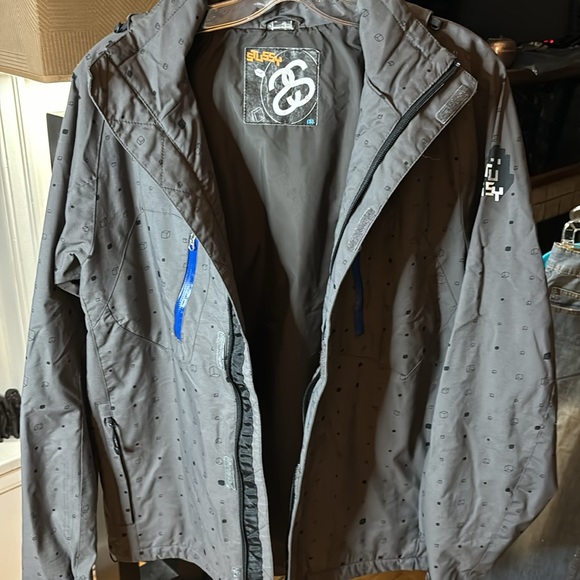 Stussy Dupont Teflon Parka Jacket with hoodie, gray, size medium, snowboard/rain - Picture 7 of 11